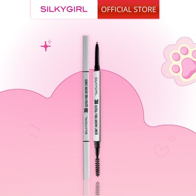 Chì kẻ mày siêu mảnh hai đầu SILKYGIRL 3D Ultra Fine Brown Liner 0.1g