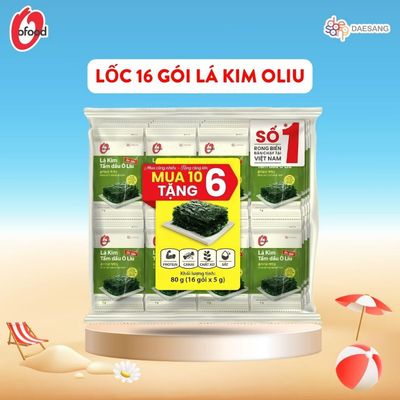 [ O'FOOD VN - MUA 10 TẶNG 6] LỐC 16 GÓI LÁ KIM O'FOOD TẨM DẦU OLIU 5G