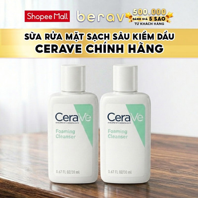 [MINISIZE] Combo 2 Sữa Rửa Mặt Cerave DA DẦU giúp làm sạch sâu kiềm dầu  Foaming Facial Cleans 30MLx2 - Xanh Lá Mạ