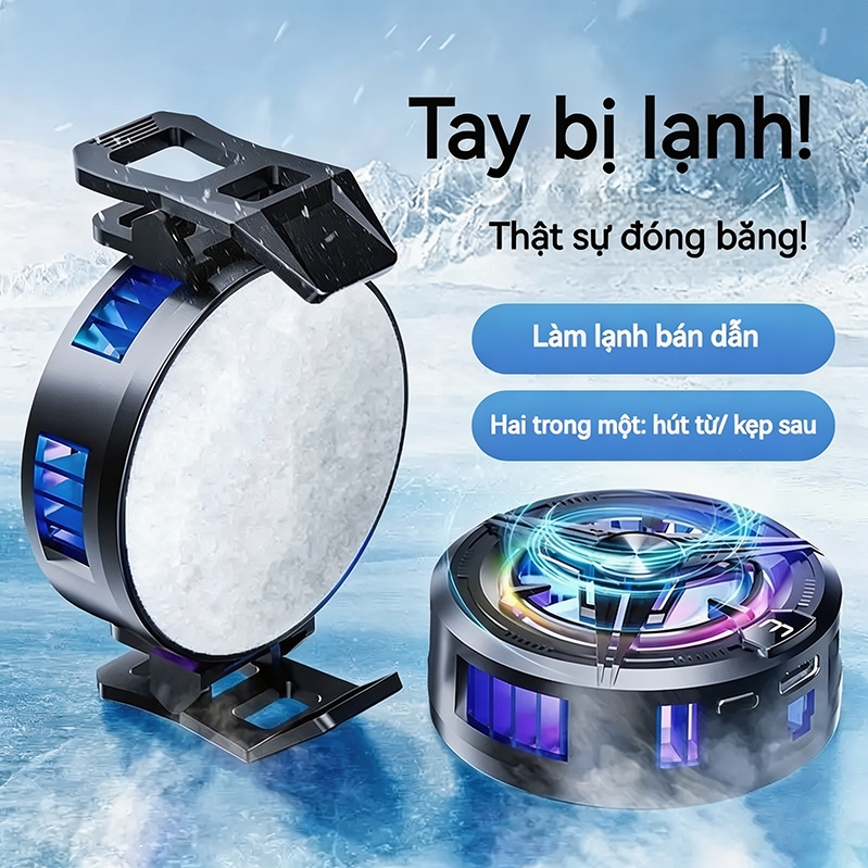 Máy Làm Mát Điện Thoại T2 - Gắn Nam Châm Tức Thì, Không Che Màn Hình, Giải Nhiệt PUBG, Liên Quân