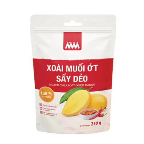 🥭 Xoài Muối Ớt Sấy Dẻo MM Mega Market 250g | Xoài Sấy Dẻo Chua Cay Mặn Ngọt | Mềm Dẻo, 100% Từ Xoài,