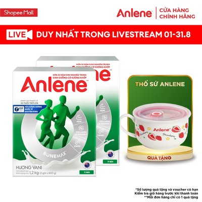 [KOL] Combo 2 hộp Sữa Bột Anlene Hương Vanilla hộp 1,2Kg (trên 30 tuổi)
