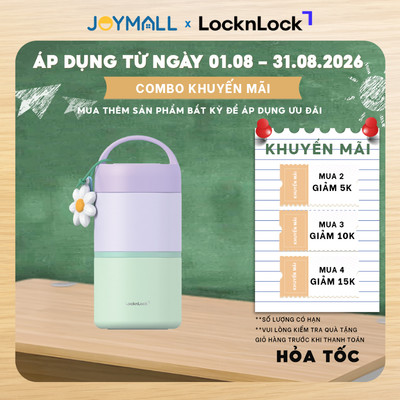 Hộp Cơm Giữ Nhiệt 2 Ngăn LocknLock LHC8055VOL 850ml, Hàng Chính Hãng, Kèm Muỗng - JoyMall