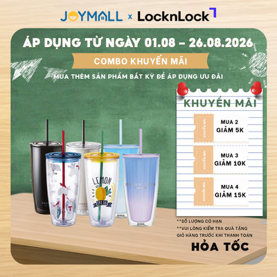Ly nhựa 2 Lớp LocknLock 750ml HAP507 - Hàng chính hãng kèm ống hút cọ rửa - JoyMall