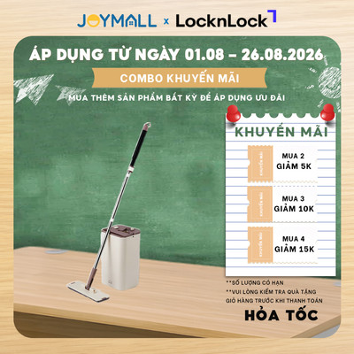 Bộ cây lau nhà LocknLock Squeeze Flat Mop ETM471 - Hàng chính hãng, dễ vắt nước, làm sạch - JoyMall