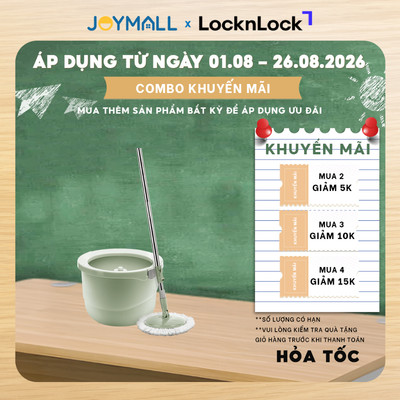 Bộ Cây Lau Nhà LocknLock Tự Vắt, 360 Độ Kèm bông lau ETM498MITS2, Hàng Chính Hãng - JoyMall