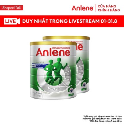 [KOL] Combo 2 lon Sữa Bột Anlene Hương Vanilla 800g/hộp (trên 30 tuổi)