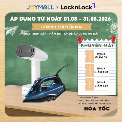 Bàn ủi hơi nước cầm tay LocknLock ENI223WHT ENI362BLU , Hàng chính hãng, mặt gốm sứ-JoyMall