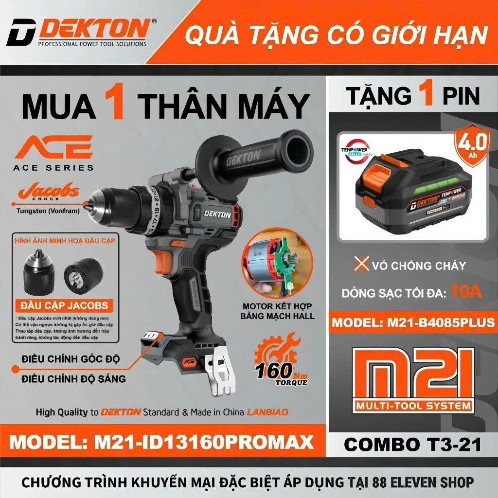 [8811] Máy khoan động lực 21V Dekton M21-ID13160PROMAX