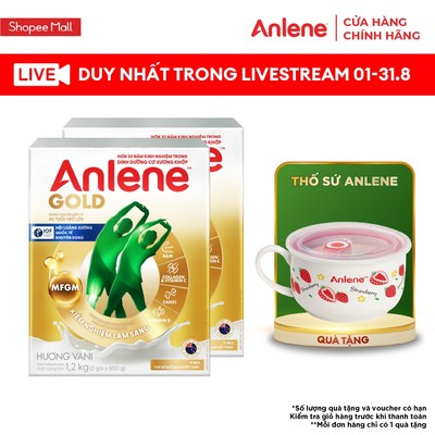 [KOL] Combo 2 hộp sữa bột Anlene Gold hương vani hộp 1.2kg/lon