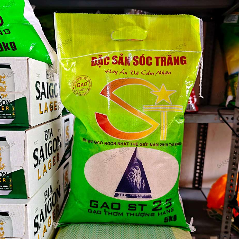 Gạo Thơm ST25 Túi 5KG/10KG - Gạo ST25 Cơm Thơm Dẻo Mềm - Gạo Sạch - Hàng thị trường