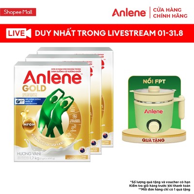 [KOL] Combo 3 lon sữa bột Anlene Gold hương vani hộp 1.2kg/lon