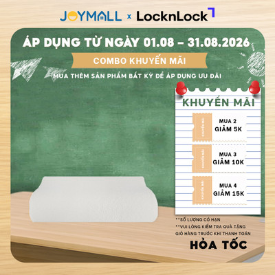 Gối Memory Foam 50D LocknLock HLW111, HLW112, Hàng chính hãng, vỏ bọc thoáng khí - JoyMall