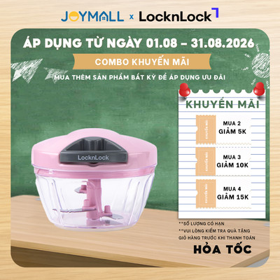 Dụng cụ xay tỏi ớt LocknLock màu Hồng CKS308 400ml, Hàng chính hãng, kéo tay đơn giản - JoyMall