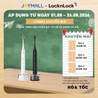Bàn Chải Điện LocknLock ENR346 Sạc Không Dây, Chống Nước - Hàng Chính Hãng Kèm 2 Đầu Chải - JoyMall