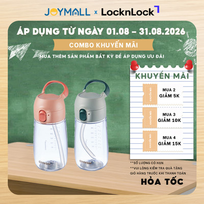 Bình Nước Trẻ Em Có Ống Hút LocknLock Little Luv Switch HAP918 410ml, Hàng Chính Hãng, Nhựa Tritan - JoyMall