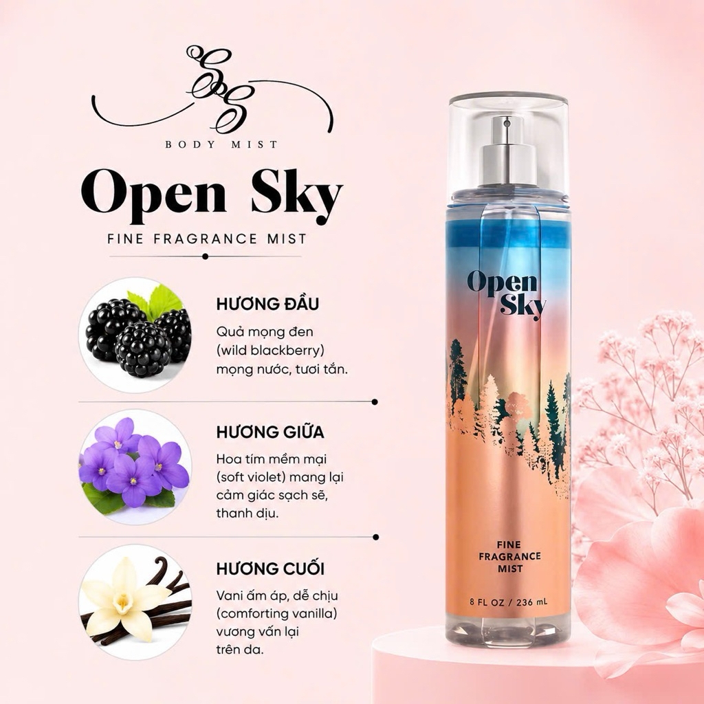 MINI THỬ MÙI- OPEN SKY- Xịt thơm body mist