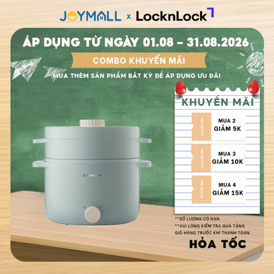 Nồi Lẩu Hấp Điện Đa Năng LocknLock Electric Multi Pot 2L EJP156MIT 600W, Hàng Chính Hãng - JoyMall