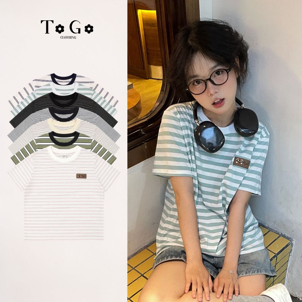 Áo Thun Nữ Sọc Ngang Hàn Quốc Cổ Tròn Tay Ngắn – Form Vừa Tôn Dáng, Chất Cotton, Vải Mỏng Mát Mịn