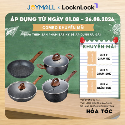 Nồi chảo nhôm chống dính LocknLock Baum Marble, Hàng chính hãng, dùng được bếp từ - JoyMall