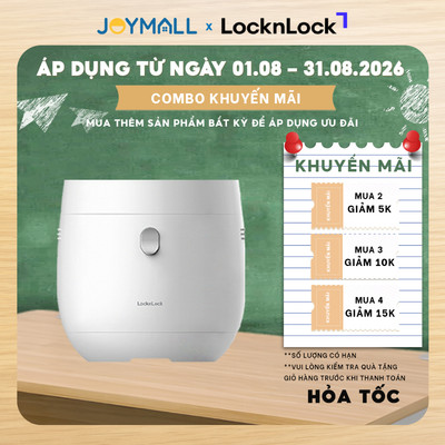 Nồi cơm điện tử LocknLock Rice Cooker EJR376WHT 1L, hàng chính hãng, hẹn giờ, giữ ấm - JoyMall