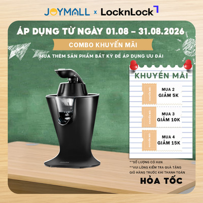 Máy vắt cam LocknLock EJJ256BLK 85W, hàng chính hãng ,cần gạt đòn bẩy, dễ sử dụng - JoyMall