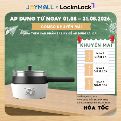 Nồi Điện Đa Năng 4 Trong 1 LocknLock 2L EJP421WHT, Hàng Chính Hãng, Nướng, Chiên, Lẩu, Hấp – JoyMall