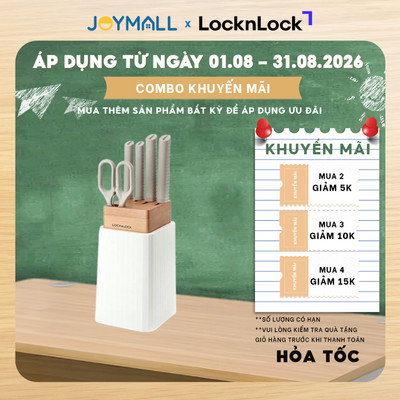 Bộ dao làm bếp 6 món LocknLock CKK802 - Hàng chính hãng, 4 dao, 1 kéo, 1 hộp đựng  - JoyMall