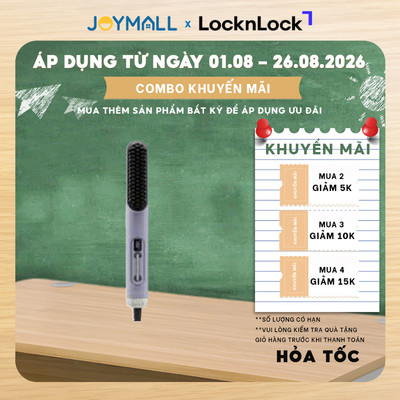 Lược Điện Tạo Kiểu Tóc Ion Âm LocknLock Hair Styling Brush ENA223PUP 43W, Hàng Chính Hãng - JoyMall