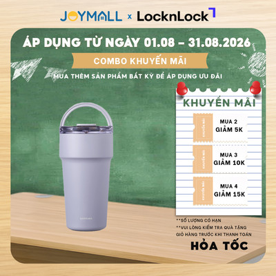 Bình Giữ Nhiệt Phủ Sứ LocknLock LHC4416GRP 710ml, LHC4419GRP 900ml Màu Tím, Có Ống Hút, Quai Xách -JoyMall