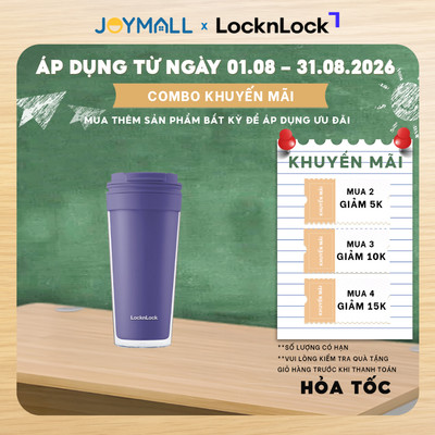 Ly nhựa LocknLock 2 lớp HAP519 580ml màu xanh - Hàng chính hãng nắp bật có lưới lọc trà - JoyMall