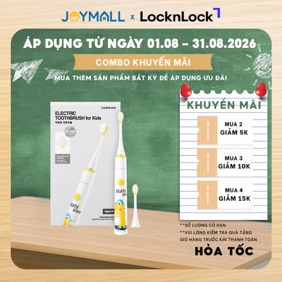 Bàn chải đánh răng điện cho bé LocknLock ENR226WHT 1.5W - Hàng chính hãng, chống nước - JoyMall