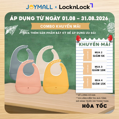 Yếm Ăn Dặm LocknLock LBB430 Platinum Silicone, Hàng Chính Hãng, Gấp Gọn, Dễ Vệ Sinh - JoyMall