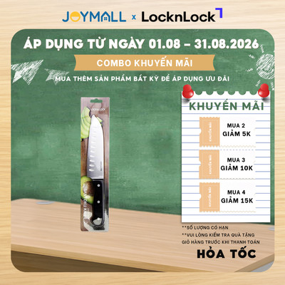 Dao Santoku LocknLock CKK921 6.5inch, Hàng Chính Hãng, Thép Không Gỉ, Tay Cấm Tiện Dụng - JoyMall