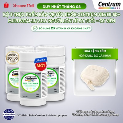Bộ 3 Thực phẩm bảo vệ sức khỏe CENTRUM SILVER 50+ MULTIVITAMIN cho NGƯỜI LỚN TỪ 50 TUỔI – 30 Viên