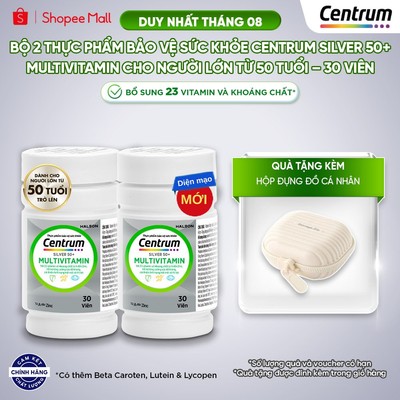 Bộ 2 Thực phẩm bảo vệ sức khỏe CENTRUM SILVER 50+ MULTIVITAMIN cho NGƯỜI LỚN TỪ 50 TUỔI – 30 Viên