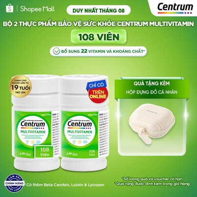 Bộ 2 Thực phẩm bảo vệ sức khỏe CENTRUM MULTIVITAMIN cho NGƯỜI LỚN TỪ 19 TUỔI – 108 Viên