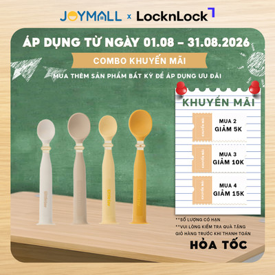 Bộ 2 thìa muỗng cho bé ăn dặm LocknLock Little Luv Spoon LBB302 kèm hộp đựng, chất liệu PPSU, Silicone cao cấp- JoyMall