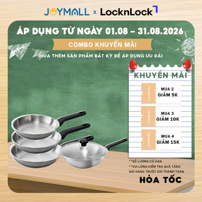 Chảo Inox 304 LocknLock Daily STS PPW, Hàng Chính Hãng, Dùng Cho Mọi Loại Bếp - JoyMall