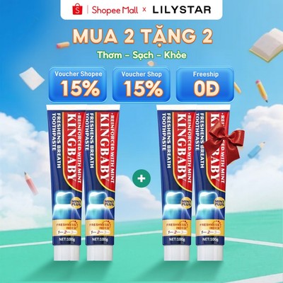[MUA 2 TẶNG 2] Kem Đánh Răng KINGBABY – Hơi Thở Thơm Mát, Trắng Răng – Vị Bạc Hà & Đào Mật Hoa Anh Đào Tuýp 100G