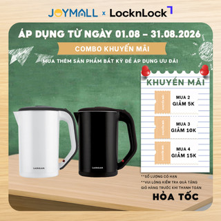 Ấm đun siêu tốc locknlock thép không gỉ ejk738blk ejk738wht 1.7l, hàng chính hãng, tự động ngắt khi sôi - joymall