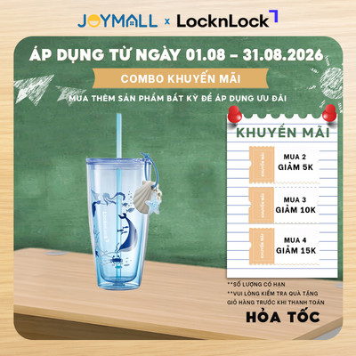 Ly Nhựa 2 Lớp LocknLock Ocean Double Wall HAP534BLU 750ml, Kèm Phụ Kiện, Hàng Chính Hãng - JoyMall