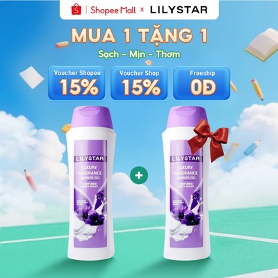 [Mua 1 Tặng 1] Sữa Tắm Hương Nước Hoa Lan Tím Lilystar Lưu Hương Cao Cấp Dưỡng Ẩm Và Làm Sach Sâu Cho Cơ Thể Chai 300ml