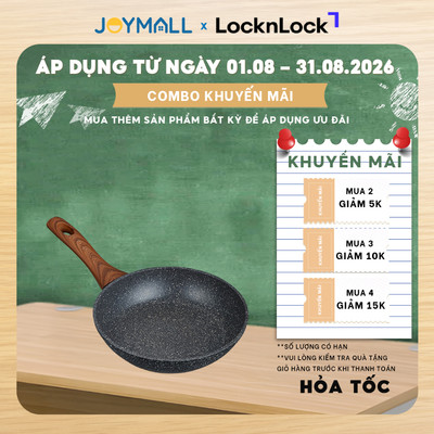 Chảo nhôm chống dính LocknLock Baum Marble LBU1203 20cm LBU1243 24cm LBU1283 28cm dùng bếp từ