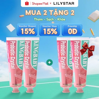 [MUA 2 TẶNG 2] Kem Đánh Răng KINGBABY Vị Dưa Hấu Giúp Trắng Răng, Cải Thiện Hơi Thở, Bổ Sung Lợi Khuẩn Khoang Miệng 100G
