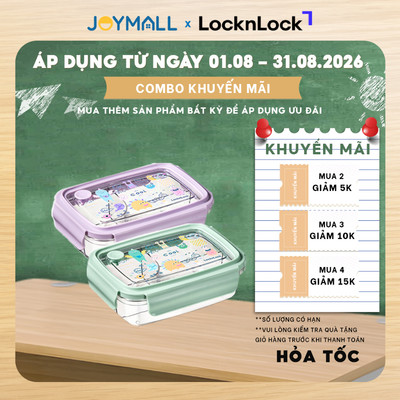 Hộp Cơm 3 Ngăn LocknLock 750ml LCB501, LCB502 1L, Hàng Chính Hãng, Thân Nhựa PCTG - JoyMall