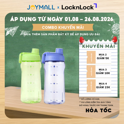Bình nước nhựa LocknLock Active Large Bottle HAP941 1.5L, Hàng chính hãng, tay cầm gấp gọn - JoyMall