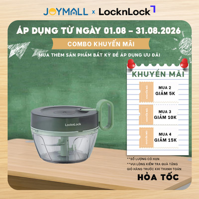 Máy xay tỏi ớt mini kéo tay LocknLock CKS312GRN 400ml, CKS314GRN 900ml, Hàng Chính Hãng, Lưỡi Dao Bén - JoyMall
