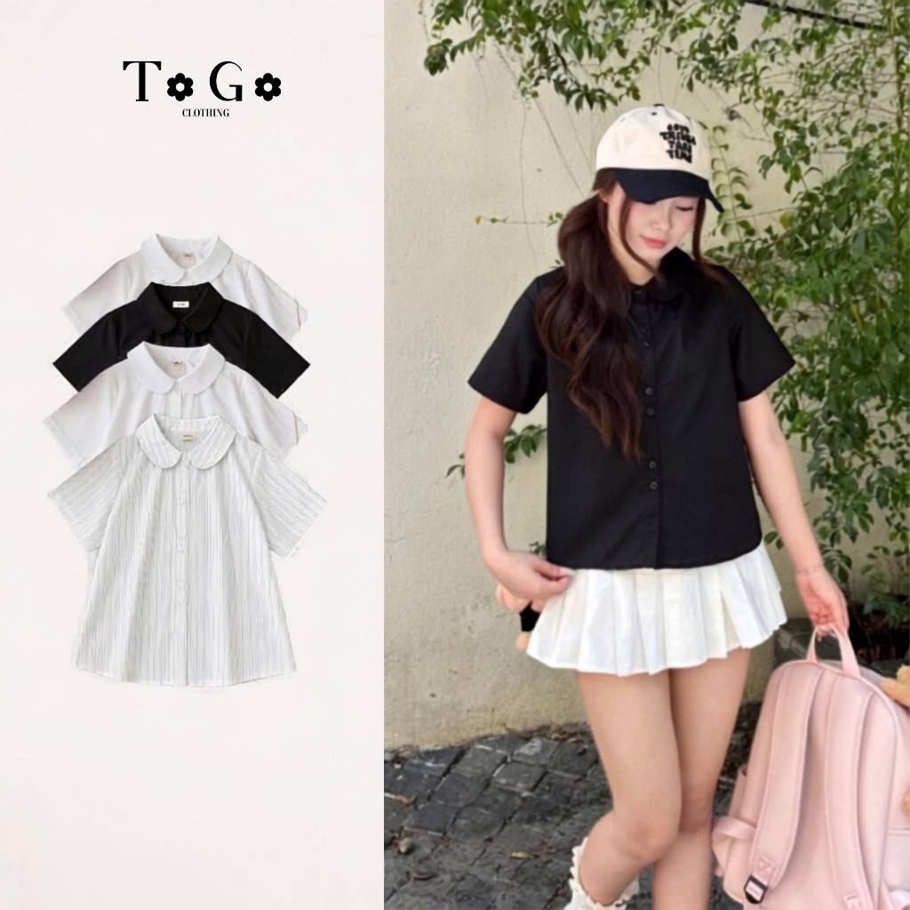 Áo Sơ Mi Cổ Sen Tay Ngắn Hana Style Hàn - Form Vừa Thanh Lịch - ToGoCloThing