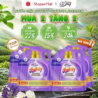 [SHP VIP MUA 2 TẶNG 2] Nước Giặt Joykity Hương Lavender Túi 2kg An Toàn Cho Da Hỗ Trợ Làm Sạch Vết Bẩn